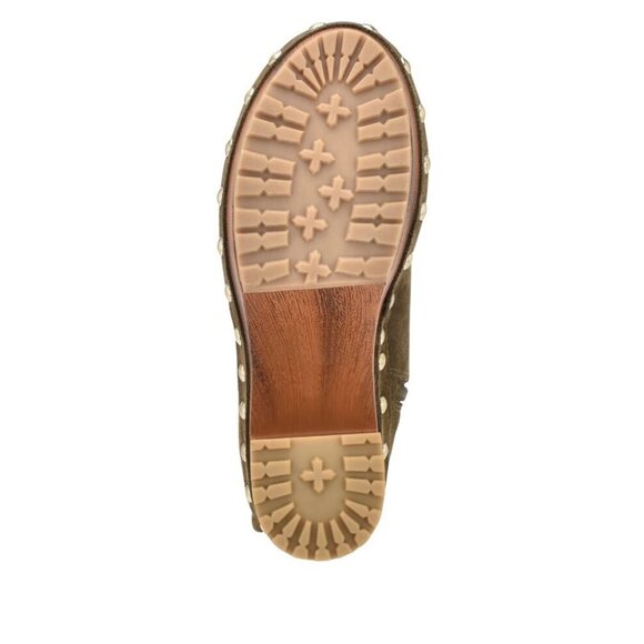 Guess Women’s Leather Green Suede Booties Faux Fur & Studded Block Heel Size 6.5 - Picture 7 of 9